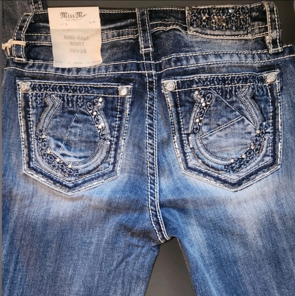 Miss Me Denim - Miss Me Women's Blue Mid-Rise Bootcut Jeans Brand New W/ Tags 26x34 Horseshoe